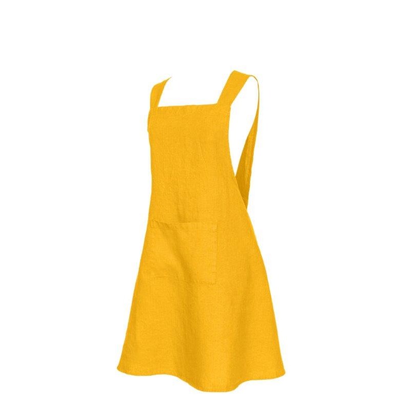 Tablier japonais lin jaune safran
