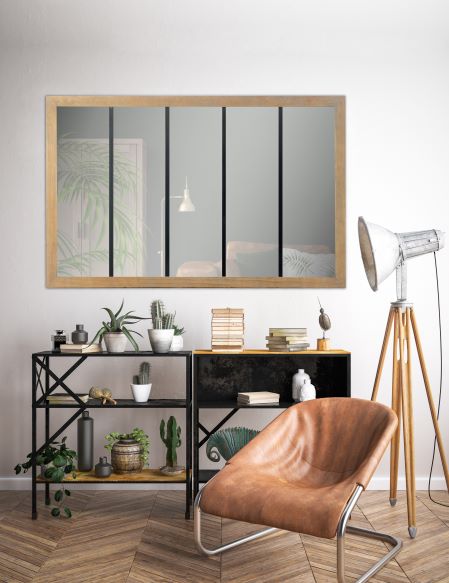 miroir bois metal